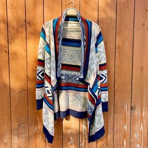 Aztec Chunky Cascade Open Cardigan Sweater